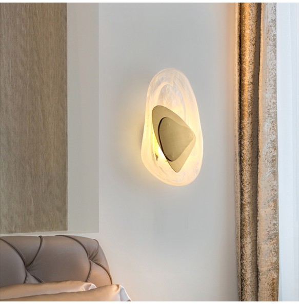 Nordic Modern Creative Design Marble Wall Lamp Living Room Bedroom Bedside Hotel Aisle Shell-Shaped Led Lights