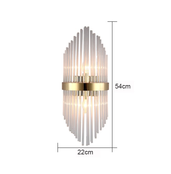 Modern Minimalist Nordic Light Luxury Glass Rod Crystal Wall Lamp Bedroom Study Living Room Led Lighting