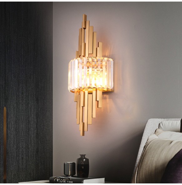 Modern Luxury Hardware Crystal Wall Lamp For Living Room Tv Bedroom Night Lighting Study Decoration  Home Indoor Fixtures