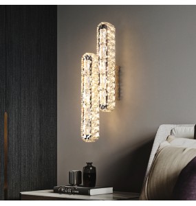 Modern Minimalist Light Luxury Oval Crystal Wall Lamp Living Room Decoration Bedroom Led Indoor Lighting For Home