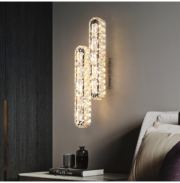 Modern Minimalist Light Luxury Oval Crystal Wall Lamp Living Room Decoration Bedroom Led Indoor Lighting For Home