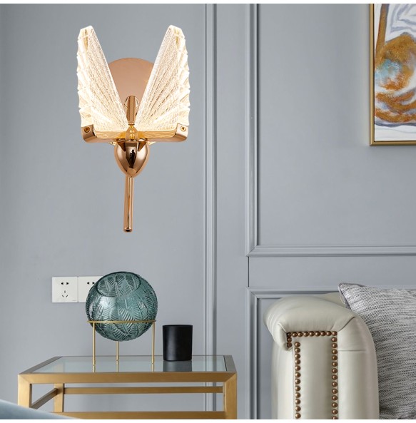 Modern Nordic Minimalist Acrylic Butterfly Wall Lamp Bedroom Study Living Room   Zinc Alloy Insect Lighting