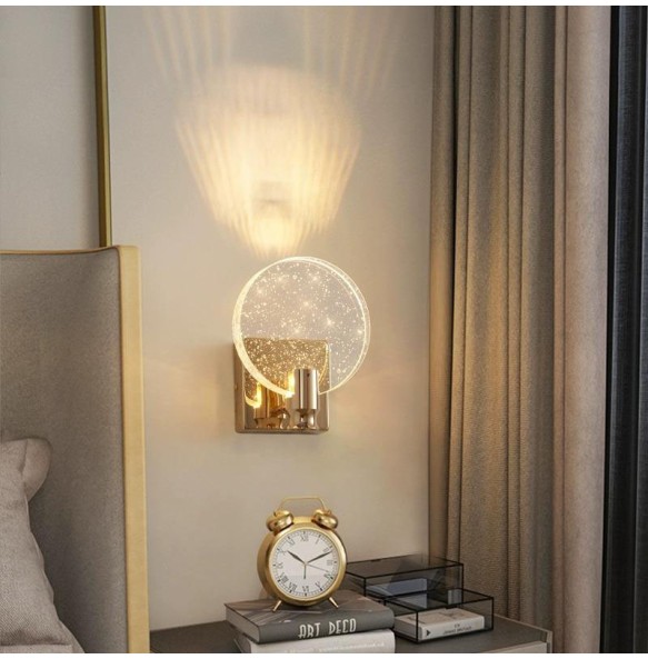 Luxury Round Crystal Bubble Wall Lamp Bedroom Bedside Minimalist Living Room Tv Background Dector Modern Aisle Lighting