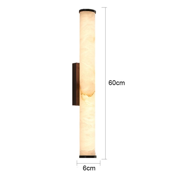 Modern Luxury Cylindrical Marble Wall Lamp Villa Living Room Background Bedroom Bedside High-End Copper Led Indoor Lighting