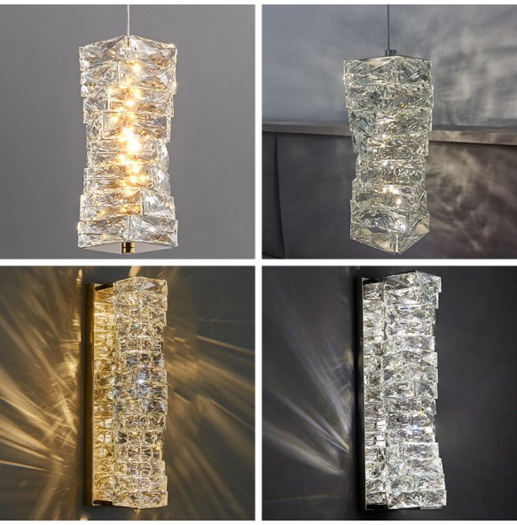 Modern Gold Chrome Luxury Crystal Wall Light Sconce Led Lamp For Living Room Bedroom Tv Background Lights Indoor Home Fixtures