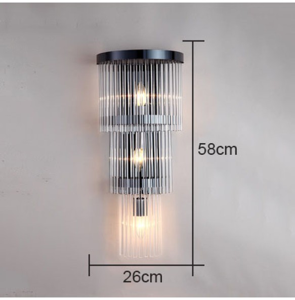 Modern Simple Luxury Crystal Glass Strip Wall Sconce Lamp Living Room Bedroom Study Led Indoor Lighting Home Decor