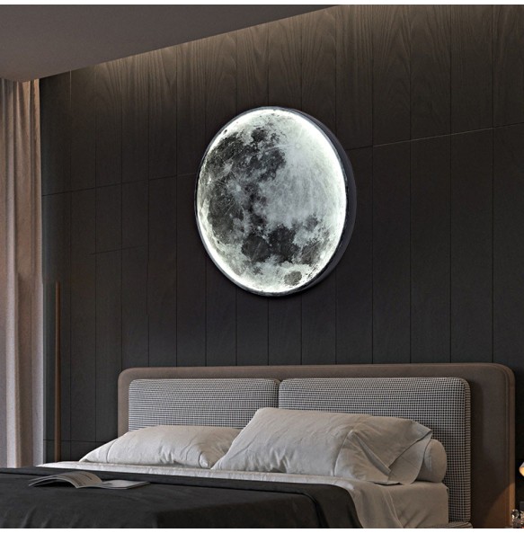 Moon Wall Lamp Modern Minimalist Nordic Aisle Corridor Mural Art Living Room Background Decoration Bedroom Bedside Lighting