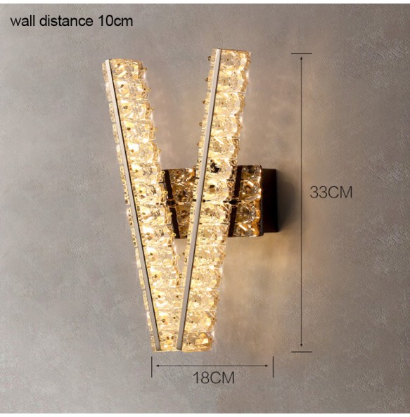 Bedside Crystal V Wall Lamp Bedroom  Living Room Decoration Luxury Minimalist  Staircase Tv Background Indoor Lighting