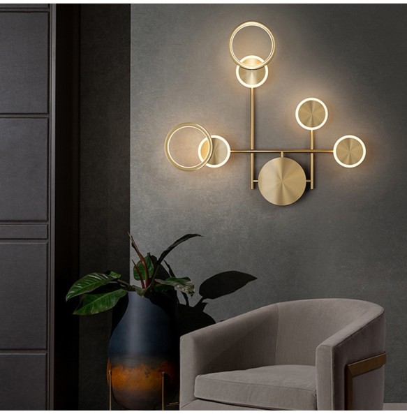 Modern Round Shaped Wall Lamp Living Room Light Luxury Bedroom Minimalist Background Creative Nordic Strip Led Bedside Lighting