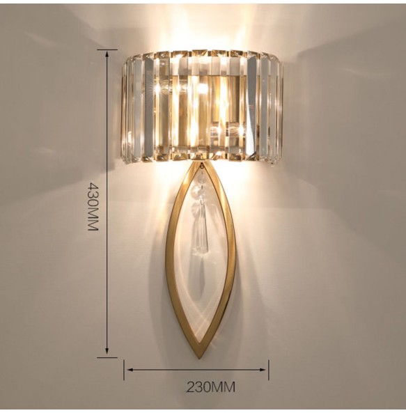 Luxury Postmodern Crystal Gold Wall Lamp Bedside LED Simple Modern Bedroom Living Room TV Aisle Entrance Lighting