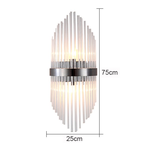 Modern Minimalist Nordic Light Luxury Glass Rod Crystal Wall Lamp Bedroom Study Living Room Led Lighting