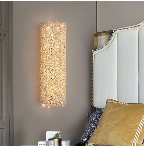 Postmodern Luxury Crystal Wall Lamp Living Room Background Decoration Modern Minimalist Master Bedroom Bedside Indoor Lighting