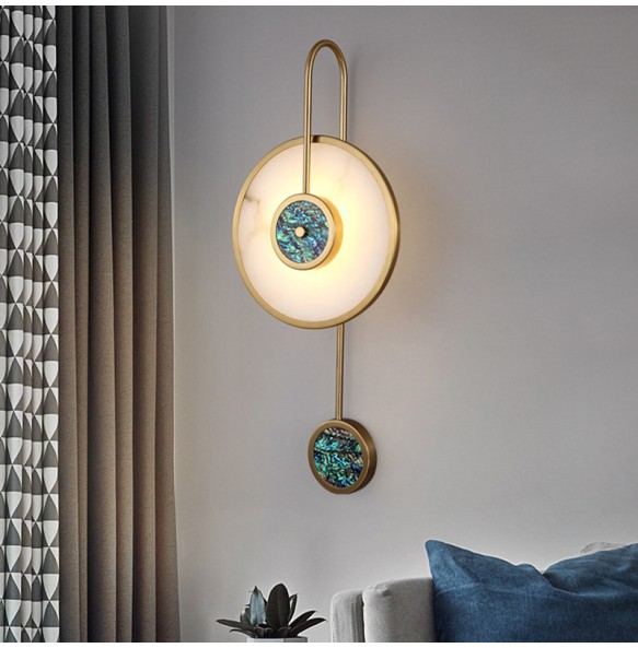 Retro Minimalist Marble Round Wall Lamp Living Room Decoration Study Bedroom Led Indoor Lighting For Home