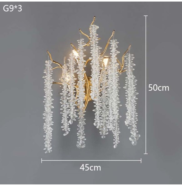 Postmodern Light Luxury Creative Crystal Branch Wall Lamp Bedroom Living Room Background Decorative Led Lighting