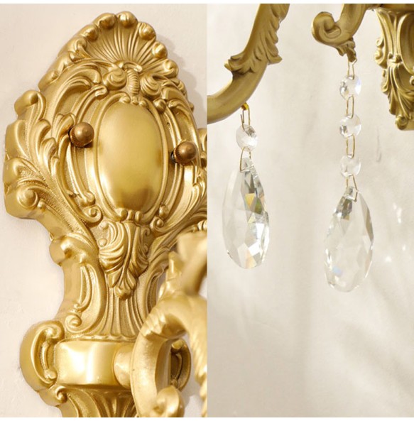 American Design Luxury Candle Wall Lamp Retro Crystal Bedroom Bedside Living Room Aisle Corridor Staircase French Lighting