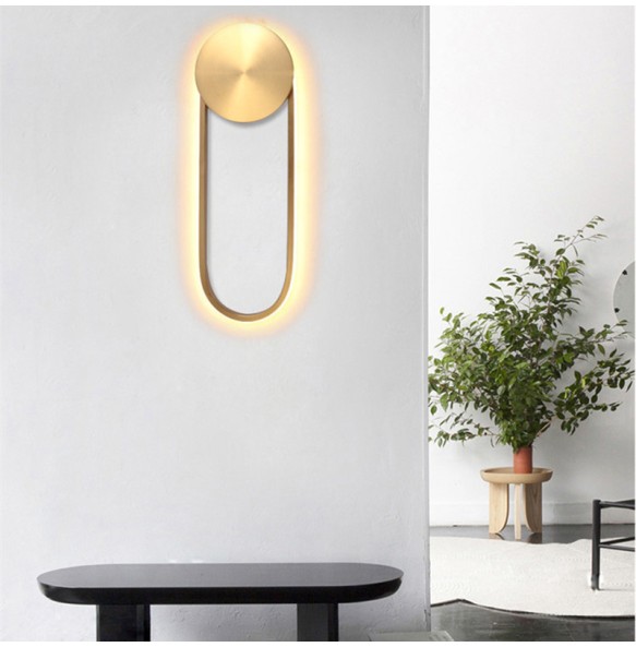 Nordic Minimalist Creative Living Room Golden Oval Wall Lamp Bedroom Decoration Dining  Bedside Indoor Lighting For Home