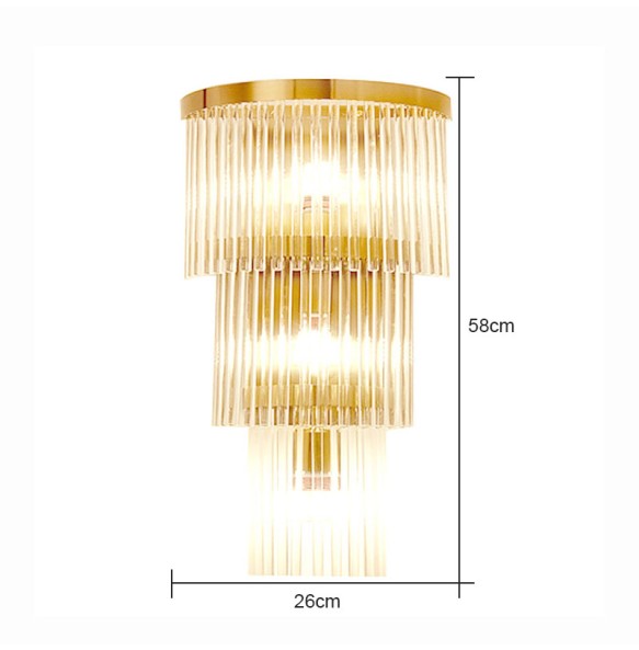 Modern Simple Luxury Crystal Glass Strip Wall Sconce Lamp Living Room Bedroom Study Led Indoor Lighting Home Decor