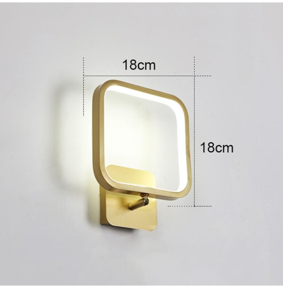 Modern Round Square Gold LED Wall Lights Geometric Shape Rotatable Lamp For Bedroom Study Living Room Home Indoor Fixtures