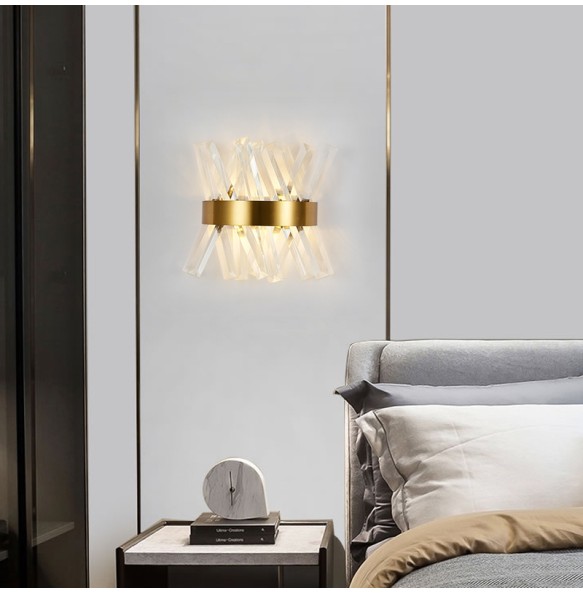 Modern Minimalist Led Light Luxury Crystal Wall Lamp Bedroom Bedside Hotel Aisle Staircase Porch Living Room Indoor Lighting