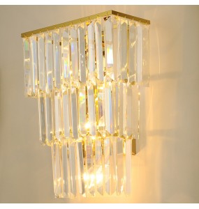 Modern Luxury Crystal Geometric Shape Wall Lamp Living Room Bedroom Study Led Indoor Lighting For Home Decor