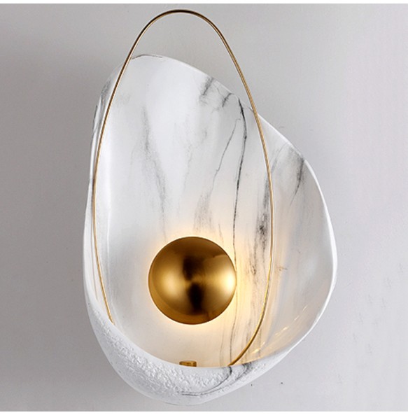 Nordic Modern Creative Design Marble Wall Lamp Living Room Bedroom Bedside Hotel Aisle Shell-Shaped Led Lights