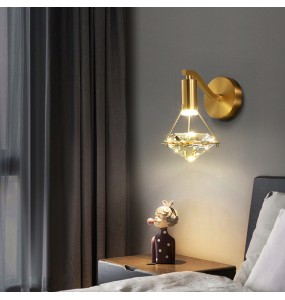 Simple Luxury Bedroom Bedside Crystal Diamond-Shaped Wall Lamp Modern Nordic Living Room Aisle Corridor Background Lighting