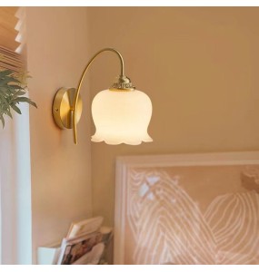 French Retro Cream Lily Of The Valley Wall Lamp American Luxury Bedroom Bedside Aisle Porch Led Lighting