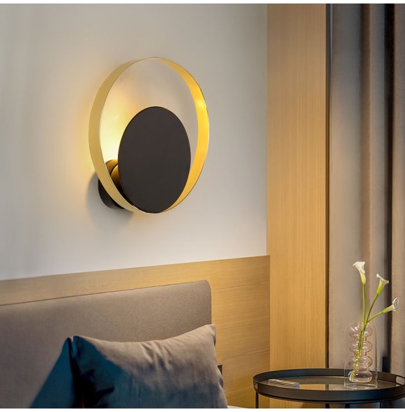 Modern Minimalist Round Eclipse Wall Lamp Bedroom Bedside Dector Living Room Corridor Porch Led Lighting