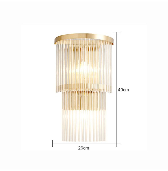 Modern Simple Luxury Crystal Glass Strip Wall Sconce Lamp Living Room Bedroom Study Led Indoor Lighting Home Decor