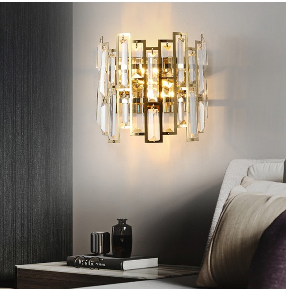 Modern Light Luxury Rectangular Crystal Wall Lamp Living Room Bedroom Study Led Indoor Lighting For Home Decor