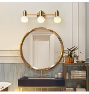 Luxury Nordic Mirror Headlight Bathroom Vanity Wall Lamp Simple Bathroom Makeup Mirror Cabinet Copper Led Lighting