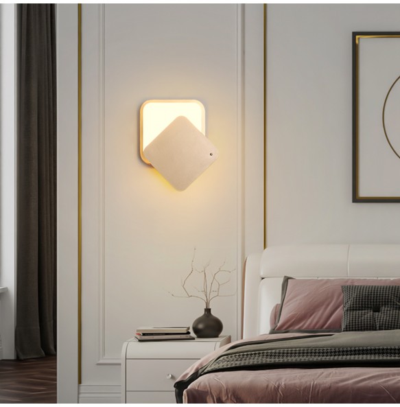 Nordic Modern Minimalist Iron Art Rotatable Geometric Wall Lamp Bedroom Living Room Study Bedside  Led Acrylic Lighting