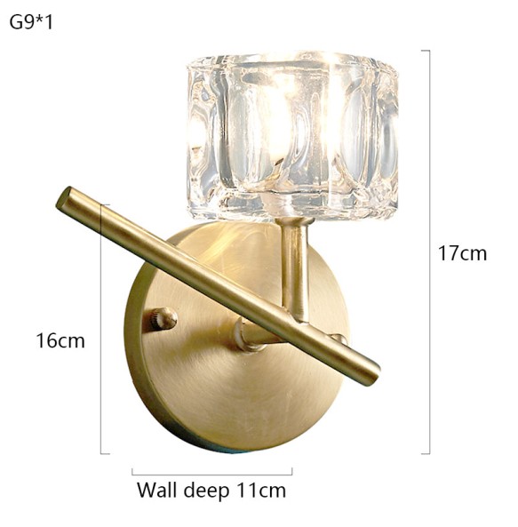 Nordic Minimalist Copper Crystal Wall Lamp Living Room Corridor Aisle Background Decor Stairwell Entrance Bedroom Bedside Light