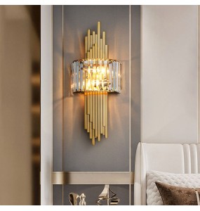 Luxury Modern Minimalist Crystal Gold Wall Lamp For Living Room Bedroom Bedside Atmospheric Aisle LED Indoor Lighting