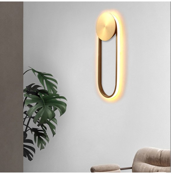 Nordic Minimalist Creative Living Room Golden Oval Wall Lamp Bedroom Decoration Dining  Bedside Indoor Lighting For Home