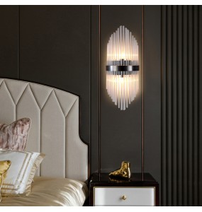 Modern Minimalist Nordic Light Luxury Glass Rod Crystal Wall Lamp Bedroom Study Living Room Led Lighting