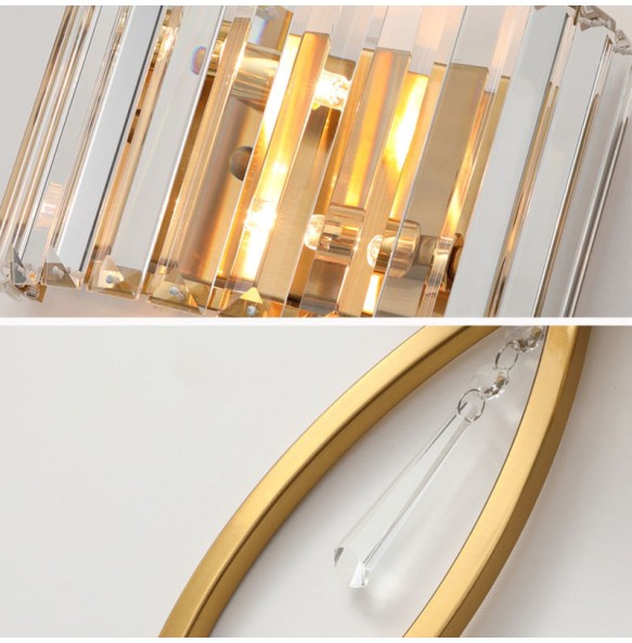 Luxury Postmodern Crystal Gold Wall Lamp Bedside LED Simple Modern Bedroom Living Room TV Aisle Entrance Lighting