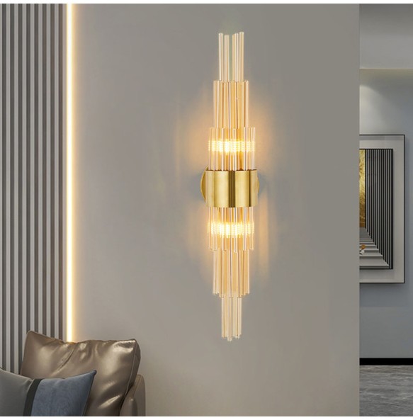 Modern Minimalist Bedroom Led Bedside Lamp Living Room Dining Room Aisle Porch Corridor Background Crystal Wall Lamp