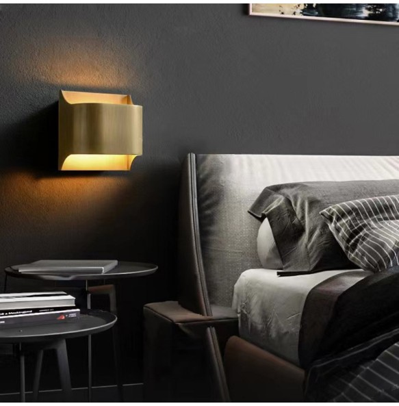 All Copper Wall Lamps Post-Modern Minimalist Model Room, Aisle Lights Stairs Hotel Living Room Bedroom Led  Indoor Lighting Home