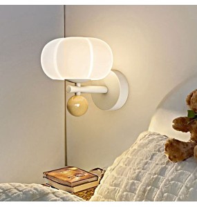 Cream Style Bedroom Bedside Lamp Wall Lamp Nordic Pumpkin Children's Room Living Room Tv Background Led Lighting