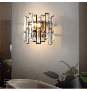 Modern Light Luxury Rectangular Crystal Wall Lamp Living Room Bedroom Study Led Indoor Lighting For Home Decor