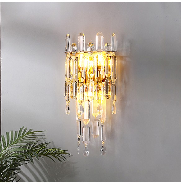 Modern Minimalist Light Luxury Crystal Wall Lamp Living Room Sofa Tv Background Bedroom Bedside Corridor Lighting