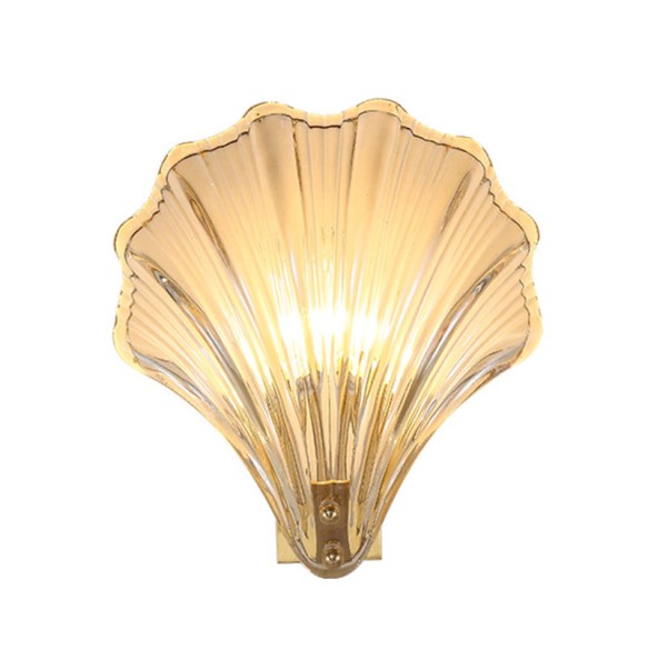 Modern Minimalist Amber Glass Shell-Shaped Wall Lamp Living Room Tv Dector Bedroom Bedside  Study  Led Indoor Lighting