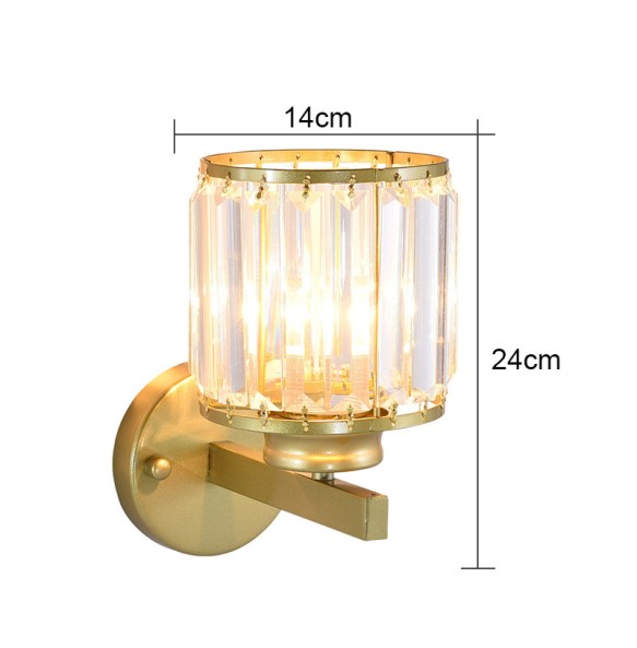 Modern Simple Square Crystal Wall Lamp Bedroom Living Room Study Cylindrical Led Indoor Lighting For Home Decor