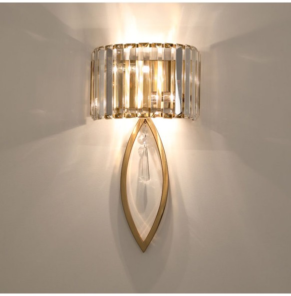 Luxury Postmodern Crystal Gold Wall Lamp Bedside LED Simple Modern Bedroom Living Room TV Aisle Entrance Lighting