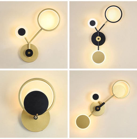 Modern Simple Round Rotatable Wall Lamp Bedroom Study Bedside  Led Lighting