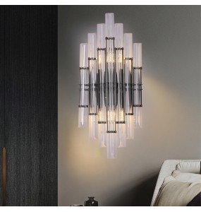 Modern Light Luxury Nordic Crystal Glass Rod Wall Lamp Study Room Living  Bedroom Led Lighting