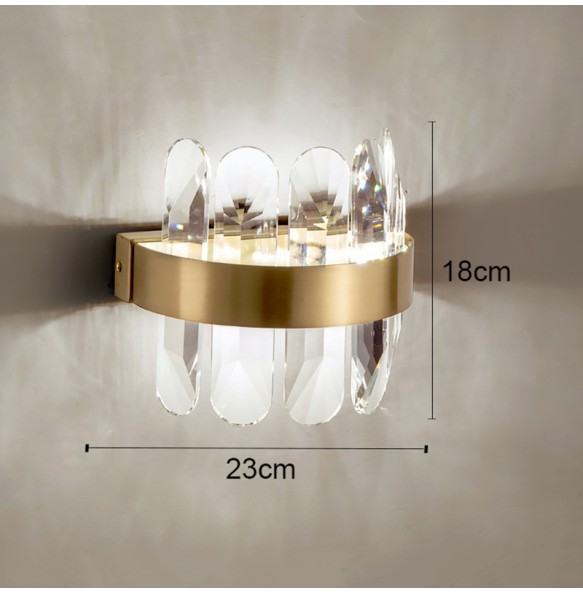 Modern Minimalist Light Luxury Stainless Steel Crystal Wall Lamp Bedroom Decoration Living Room Porch Led Indoor Lighting