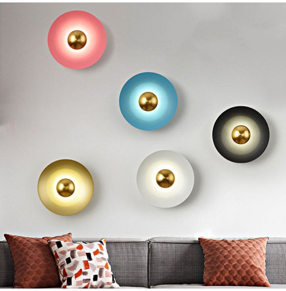 Nordic Postmodern Minimalist Multi-Color Options Lighting Living Room Study Bedroom Bedside Hotel Flying Saucer Wall Lamp