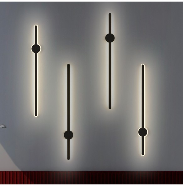 Nordic Minimalist Modern Wrought Iron Long Wall Lamp Round Acrylic Bedroom Study Corridor Lighting